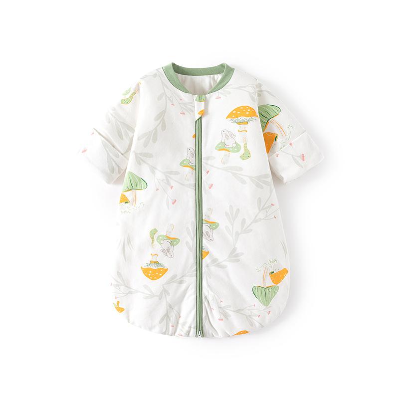 スリーパー 新生児 ベビー 温度調節 吸湿速乾 寝冷え防止 厚手 保温 コットン キルティング 中綿入り U字型 コクーン型 ファスナー 多機能 春秋冬 袖着脱式