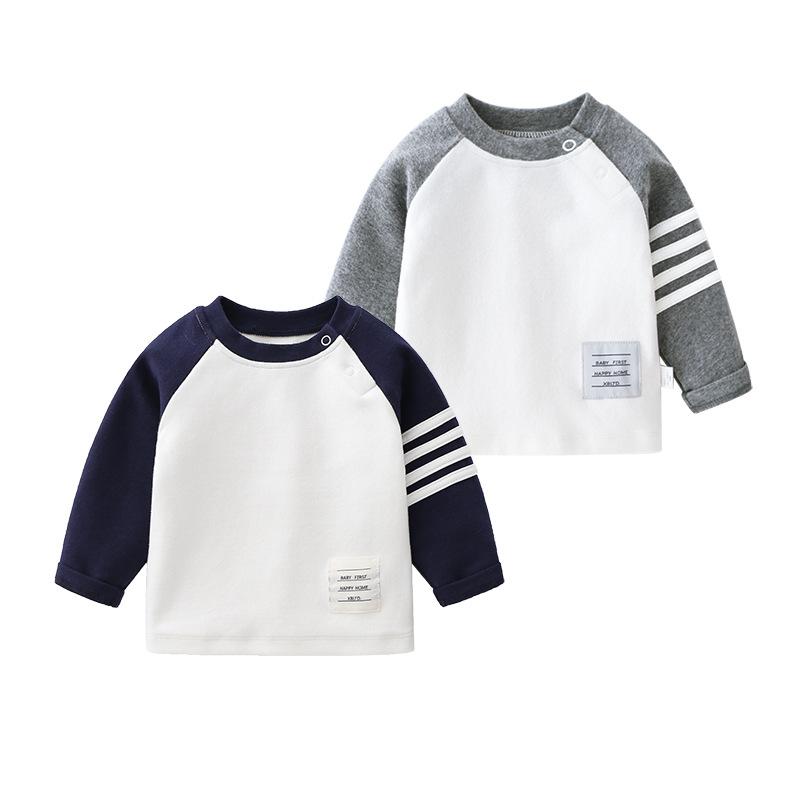 Tシャツ キッズ 男の子 幼児 長袖 綿 吸湿速乾 ラウンドネック 春秋 学院風 プレッピー カジュアル 普段使い きれいめ ソフト