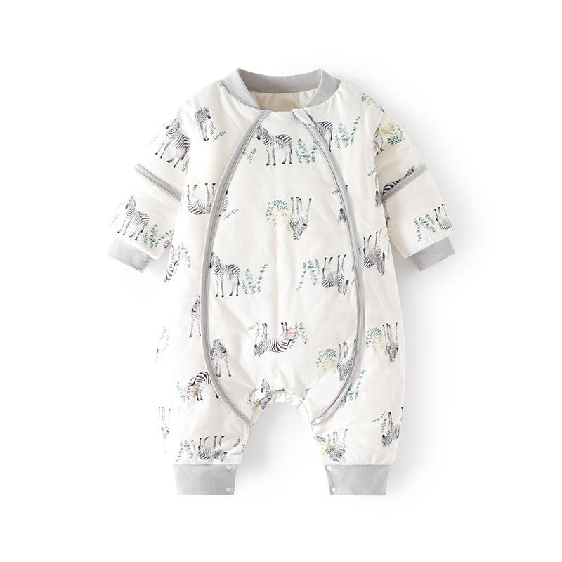 スリーパー ベビー 新生児 幼児 秋冬 恒温 調節 中綿入り 厚手 あったか 足付き 分割タイプ ファスナー式 多機能 寝冷え防止 吸湿速乾 純綿 コットン 寝間着 パジャマ 部屋着 防寒 着る毛布