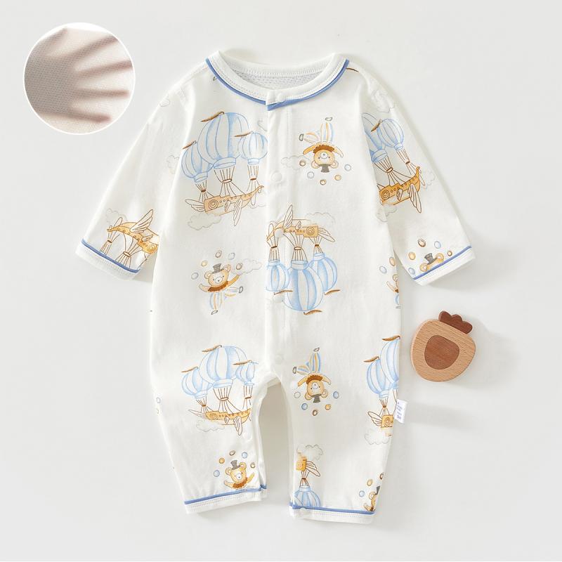 カバーオール ベビー服 新生児 乳幼児 男女兼用 男の子 女の子 長袖 薄手 パジャマ 寝巻き 春夏 クーラ..