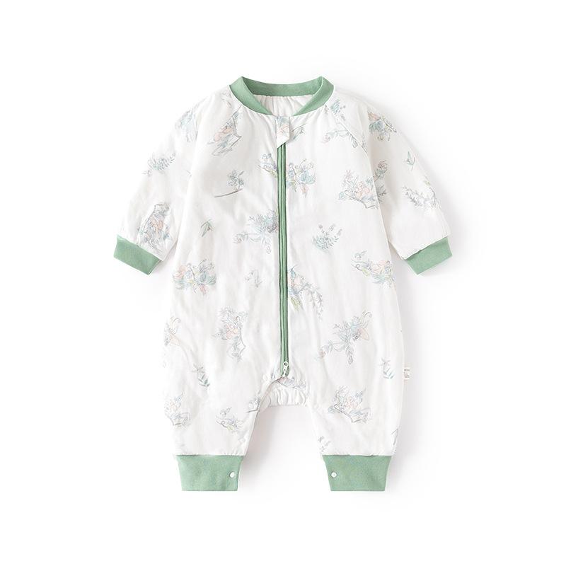 スリーパー ベビー 新生児 幼児 恒温 温度調整 足つき分離型 厚手 中綿入り 綿 ポリエステル ファスナー 寝冷え防止 キックガード 春秋冬 キャラクター