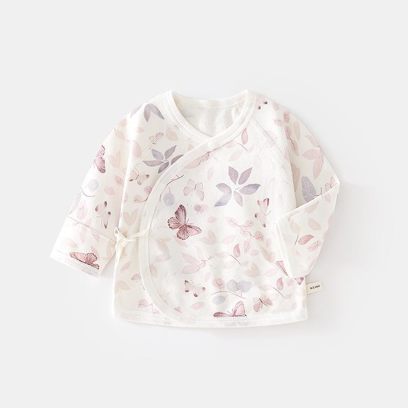 ベビー肌着 新生児 赤ちゃん 男の子 女の子 合わせ肌着 紐結び 前開き 綿100% コットン100% 縫い目なし やわらか 敏感肌 吸湿速乾 袖口ミトン 丸襟 かわいい キャラクター柄 総柄 デイリーウェア 出産準備 安心安全