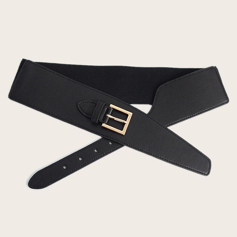 ベルト レディース 伸縮性 ゴム フェイクレザー 合皮 ピンバックル ウエストマーク ワイドベルト カジュアル ワンピース スカート コート アウター 普段使い ブラック ブラウン系(x2)