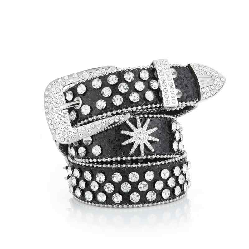 ベルト レディース 女性用 ラインストーン クリスタル キラキラ輝く 合成皮革 幅広 ピンバックル 上品 おしゃれ ファッション デイリー 着回し サッシュベルト(x2)