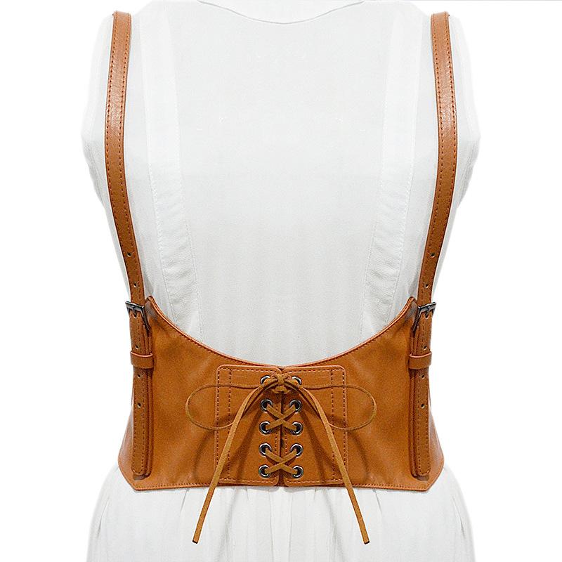 ベルト レディース ワイド フェイクレザー サッシュベルト コルセットベルト ウエストマーク レトロ ヴィンテージ スタイルアップ ワンピース コート ドレス キャメル ブラック ブラウン(x2)