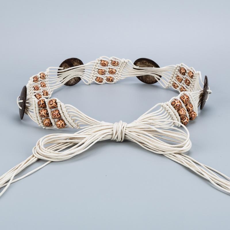 ベルト レディース ボヘミアン 編み込み エスニック レトロ ウエストマーク ロープ紐 スカート ワンピ..