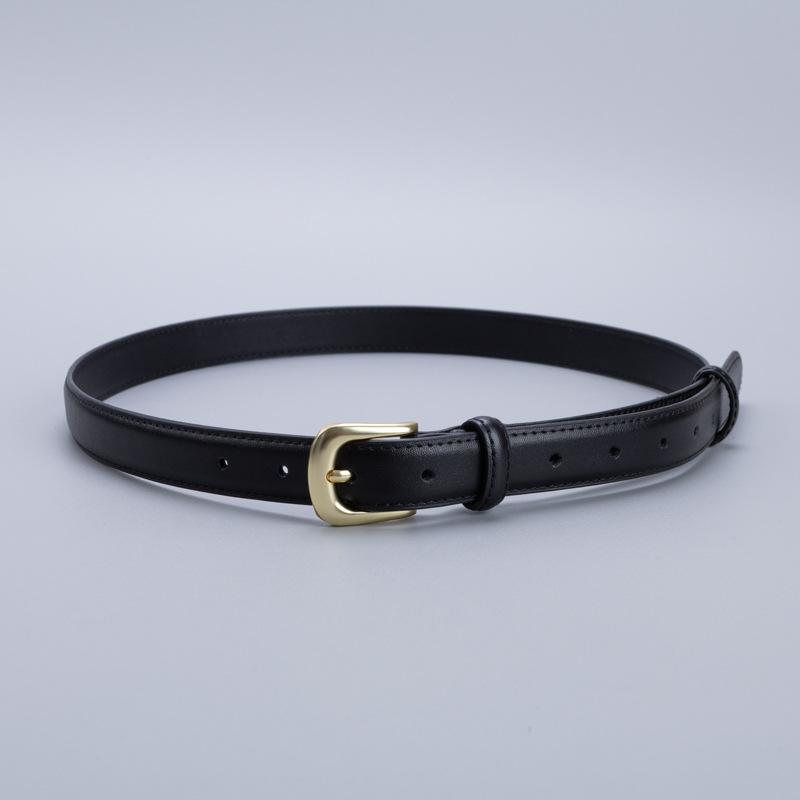 ベルト レディース 女性用 細身 本革 牛革 レザー 針バックル ピンバックル 高級感 シンプル 万能 着回..