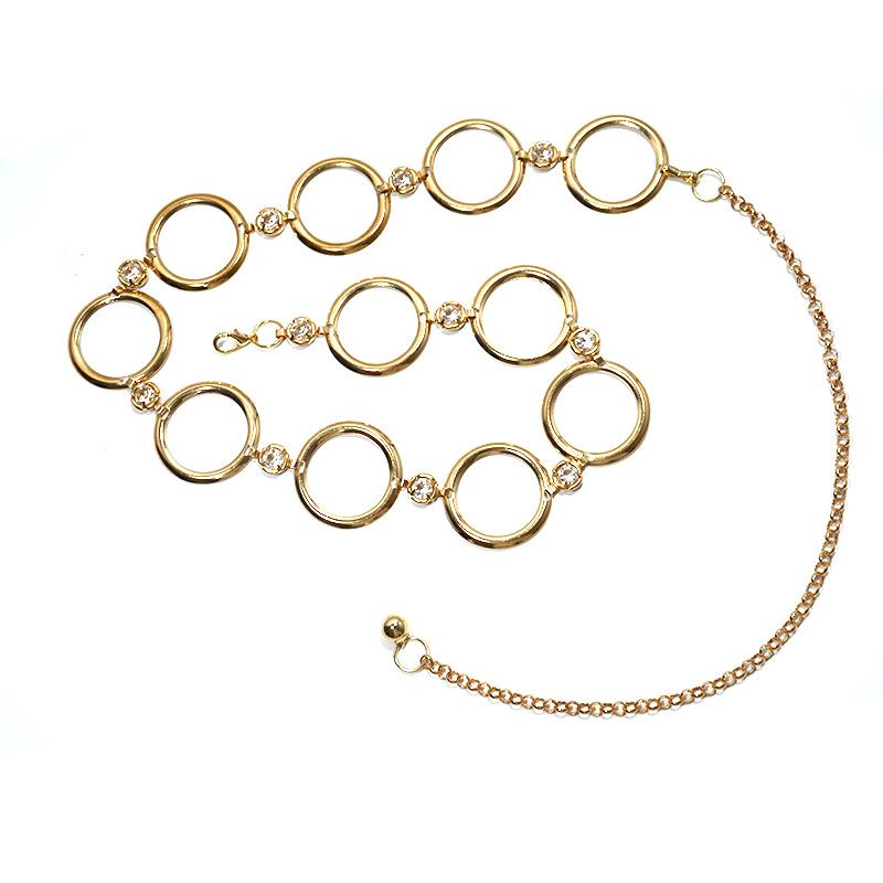 ベルト レディース 女性用 ゴールド ウエストチェーン チェーンベルト 金属製 メタル 合金 ビッグリン..