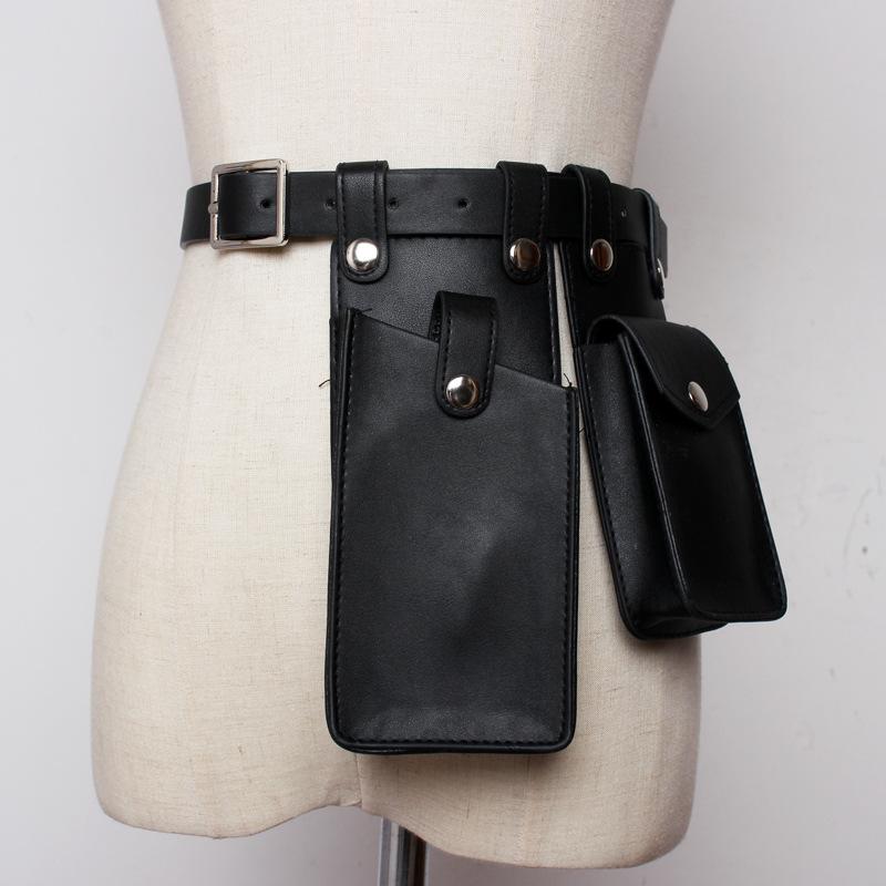 ウエストバッグ レディース 合成皮革 PUレザー ウエストベルト スカート ウエストマーク スマホ収納 肩..