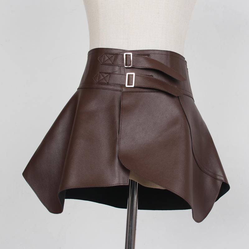 ベルト レディース 女性用 ペプラム フリル ダブルバックル装飾 ウエストマーク スタイルアップ ワイド..