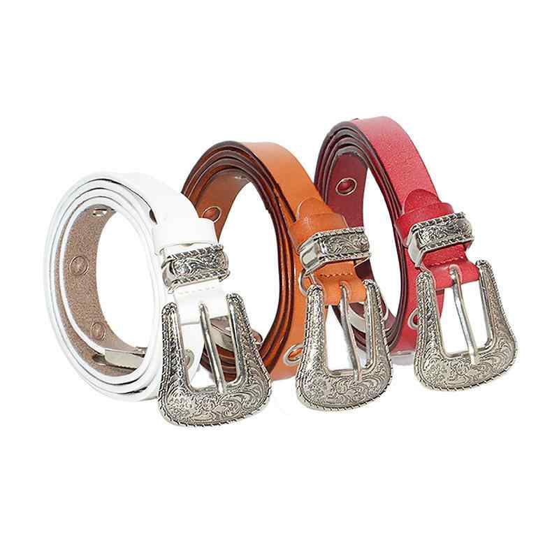 ベルト レディース 牛革 本革 レトロ柄 ヴィンテージ ピンバックル カジュアルスタイル 韓国風ファッシ..