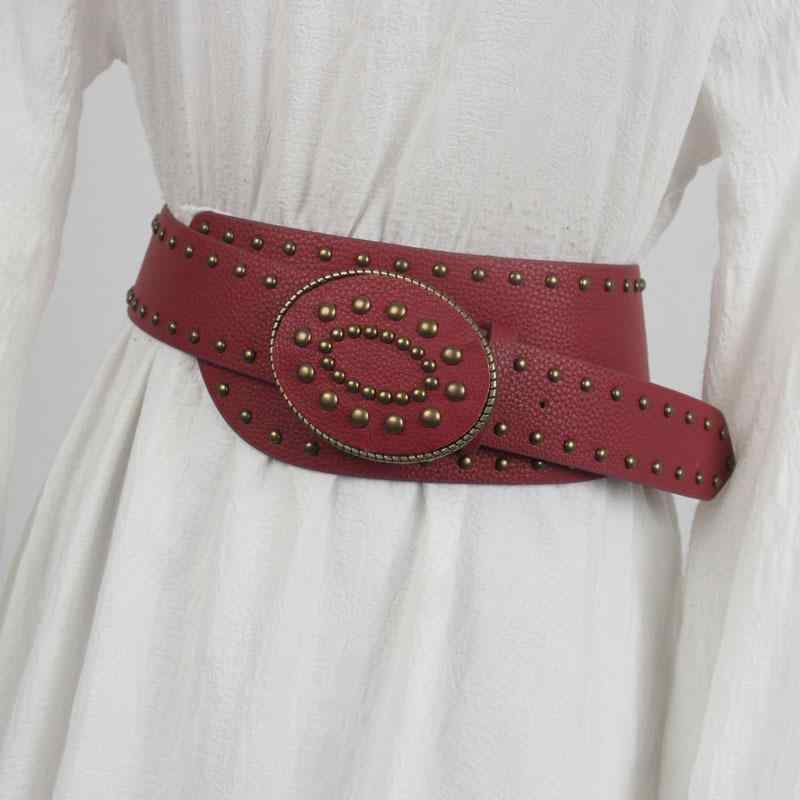 ベルト レディース 幅広 コルセットベルト フェイクレザー ウエストマーク 斜めデザイン 黒スタッズ パンク ゴシック ロック 伸縮性 ゴムベルト ワンピース ドレス用 ファッション小物 アクセント ブラック(x2)