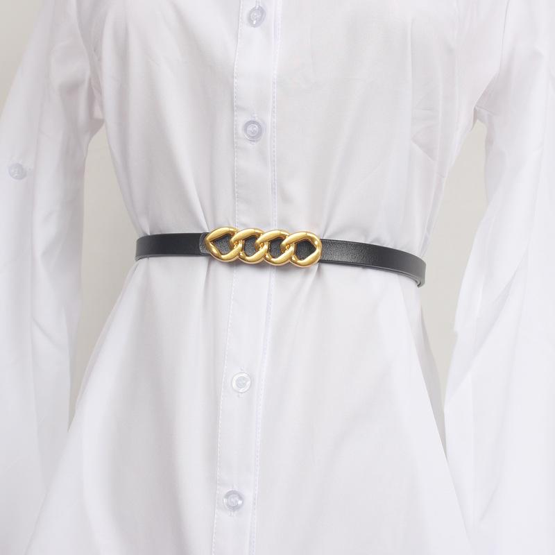 ベルト レディース 本革 牛革 二層牛革 細ベルト ウエストマーク ファッション おしゃれ スーツ スカー..