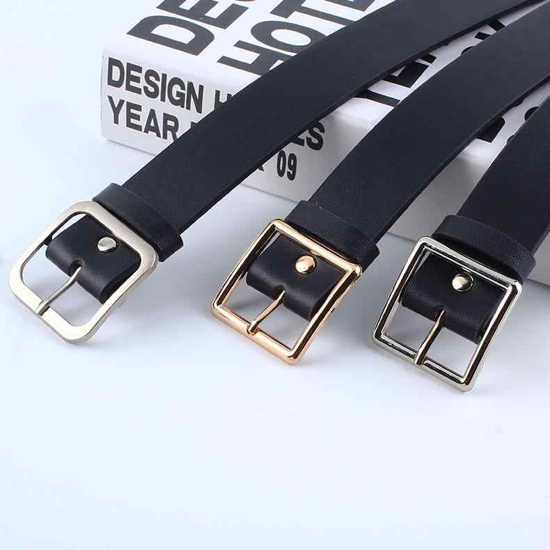ベルト レディース 韓国風 PUレザー 細身 ウエストマーク 丸型バックル スクエアバックル ピンバックル デニム ジーンズ カジュアル 普段使い おしゃれ ゴールド シルバー ファッション