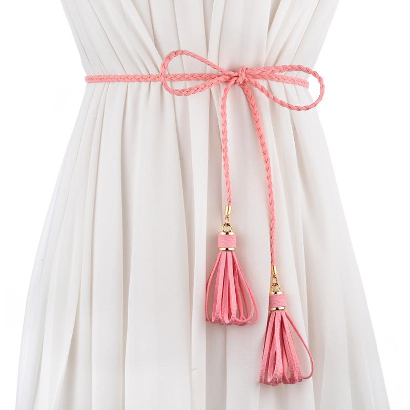 腰紐 レディース フェイクレザー 編み込み スリム ウエストコード 細ベルト 韓国ファッション 着回し ..