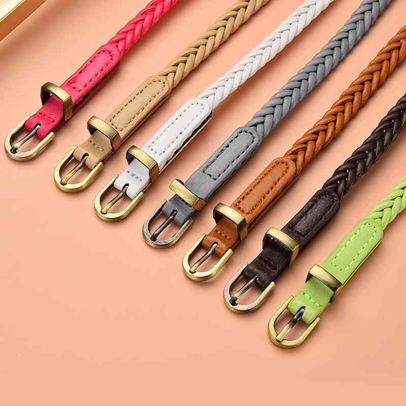 ベルト レディース 細身 編み込み フェイクレザー カジュアル シンプル きれいめ オフィススタイル スカート ジーンズ ワンピース 着回し ウエストマーク 細見え バタフライモチーフ 高級感