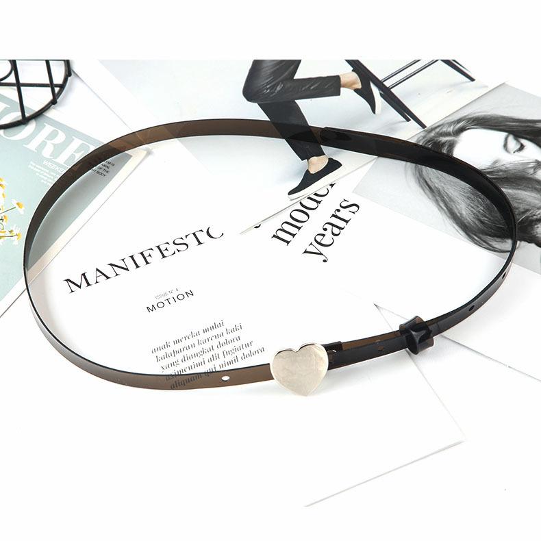 ベルト レディース クリア プラスチック ウエストベルト ハート スナップバックル 透明 デニム ジーン..