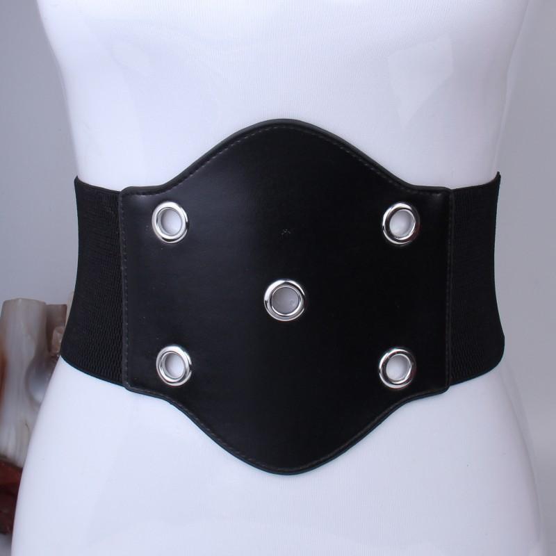 ベルト レディース 太ベルト 幅広 コルセットベルト ウエストマーク ハトメ飾り ステッチデザイン 伸縮..