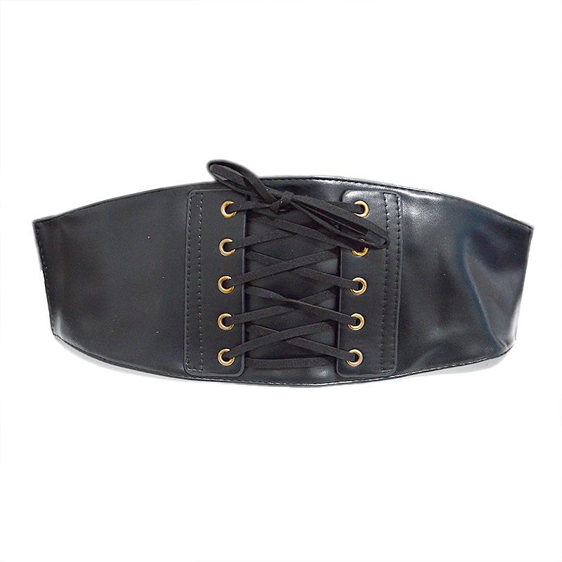 ウエストベルト レディース カジュアル 伸縮性 ウエストマーク スタイルアップ フェイクレザー 合皮 幅広 ワイド ゴムベルト ブラック アウター用(x2)