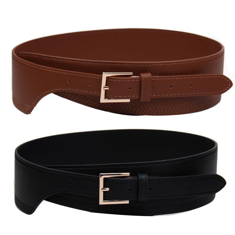 ベルト レディース フェイクレザー 合皮 個性的 おしゃれ ファッション 合わせやすい ピンバックル トレンド 民族風 欧米風 太め 幅広 D型バックル シングルループ ブラック カーキ ブラウン ビジネス 普段使い カジュアル ロゴデザイン(x2)