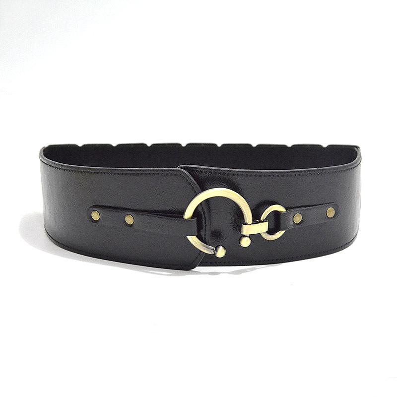 ベルト レディース カジュアル 幅広ベルト 伸縮性 フェイクレザー 斜めフックバックル ウエストマーク コルセットベルト レッド ブラック ブラウン(x2)