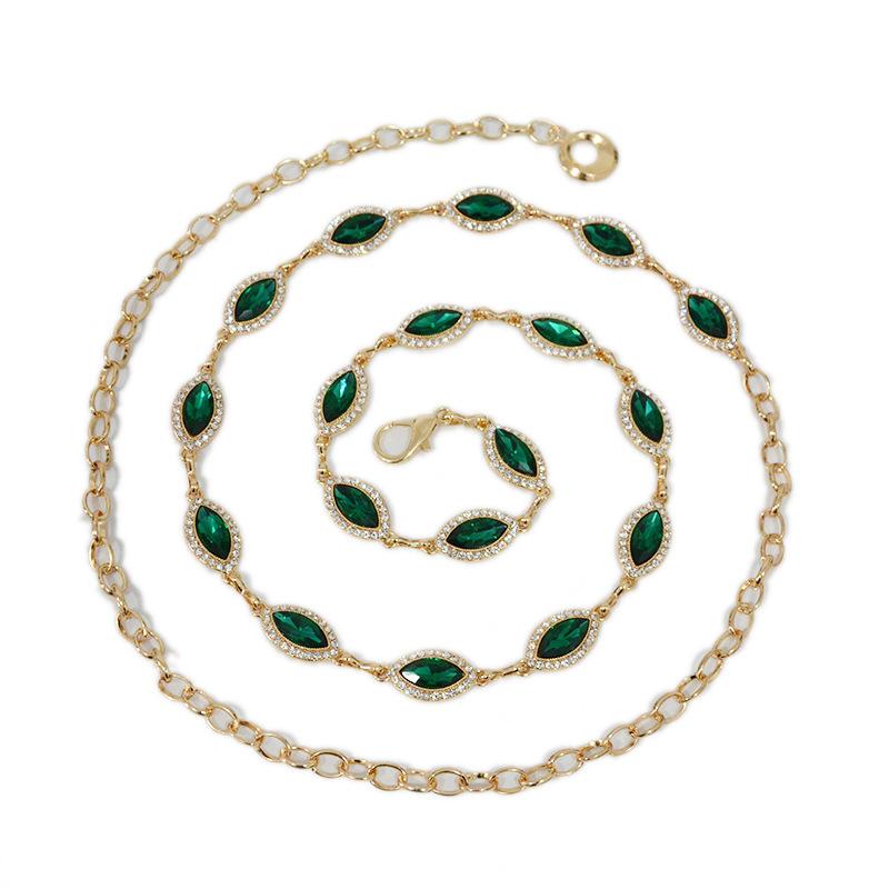 ベルト レディース ウエストマーク 細ベルト カジュアル クリスタル 宝石 ラインストーン ビジュー ワンピース ドレス 結婚式 二次会 パーティー 夏 金属製(x2)