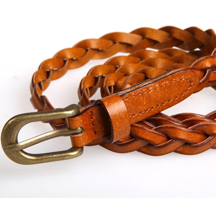 ベルト 男性用 女性用 若者向け 牛革 本革 編み込み 細幅 ウエストベルト 韓国風 ファッション トレン..