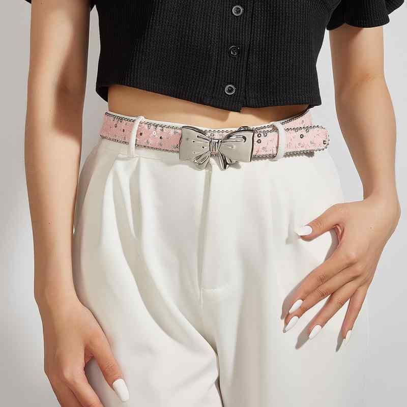 ベルト レディース キャンバス 帆布 蝶々モチーフ バタフライデザイン スムーズバックル フラットバッ..