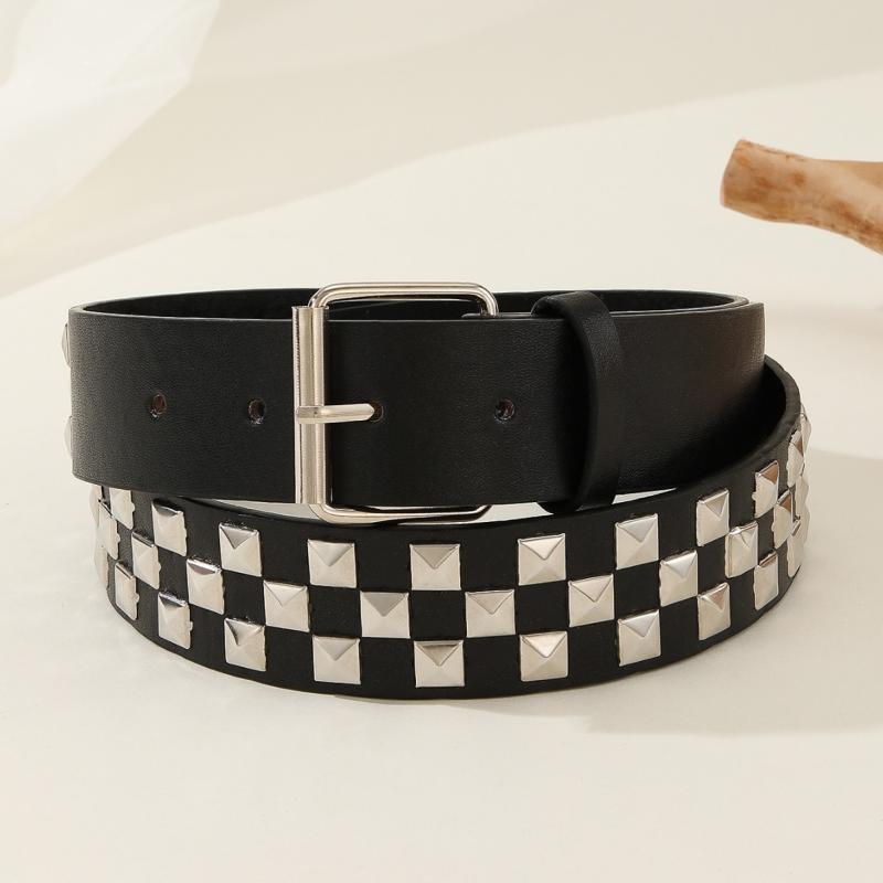 ベルト ファッション小物 男女兼用 ユニセックス ロック パンク 三連スタッズ レトロ 個性的 万能 デニ..