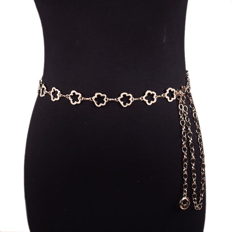 ベルト レディース 女性用 春夏 メタル 細身 チェーン ウエストマーク ゴールド シルバー 梅の花モチー..