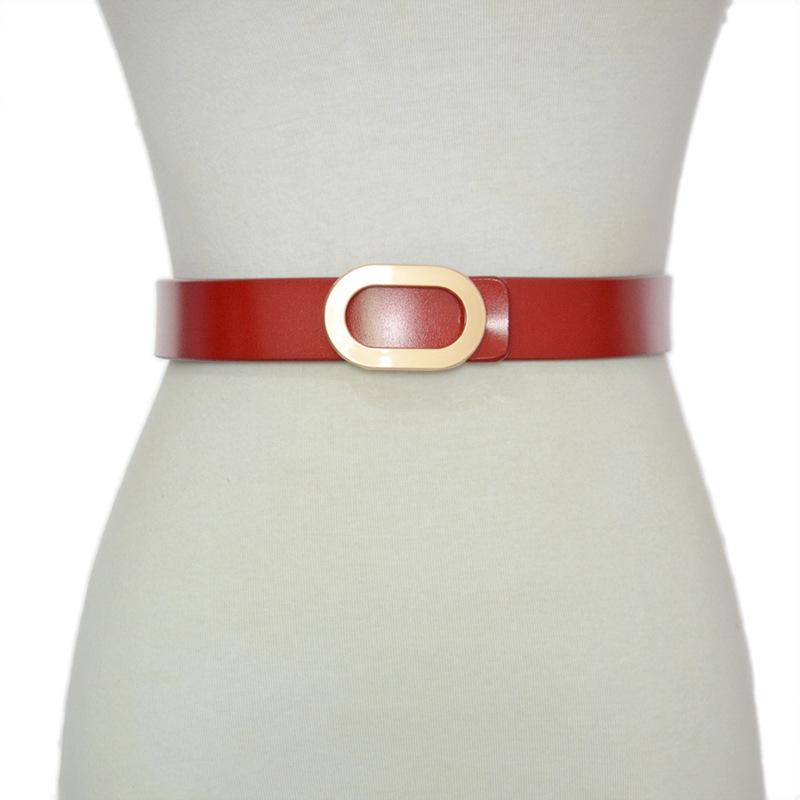 ベルト レディース 牛革 本革 レザー 細ベルト スリムベルト ウエストマーク 楕円オーバルバックル 装飾 アクセント おしゃれ ファッション 普段使い カジュアル きれいめ 万能(x2)