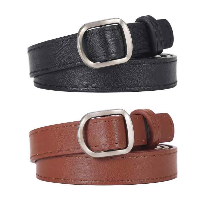 ベルト 学生用 韓国ファッション 細身 合皮 ソフトブラック 穴なし フリーサイズ スムーズバックル レ..