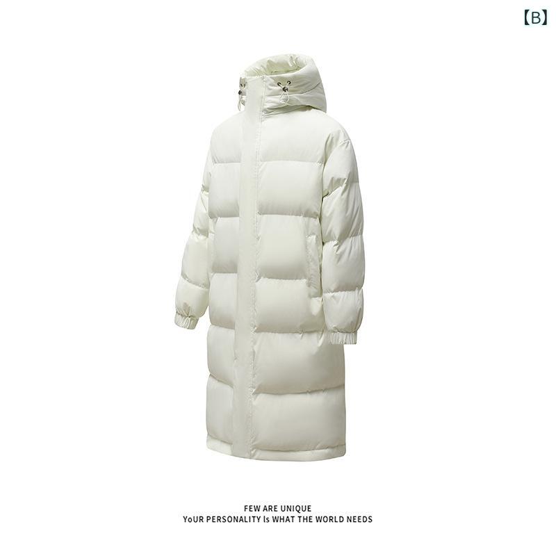 中綿コート メンズ フード付き オーバーサイズ ミドル丈 保温 防寒 カジュアル 無地 ポリエステル 裏起毛 厚手 秋冬 アウター 普段使い タウンユース
