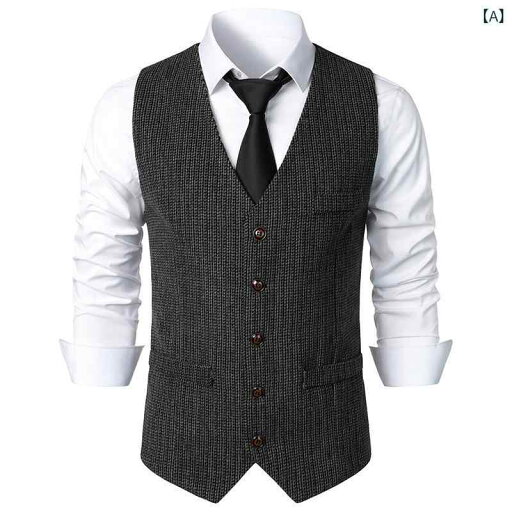 ベスト ジレ メンズ 男性用 秋冬 ストライプ柄 Vネック 前開き シングルボタン スリムフィット コットン 薄手 レトロ ヴィンテージ 中世風 クラシック カジュアル おしゃれ ファッション パッチポケット ダークグレー ブルー ブラウン