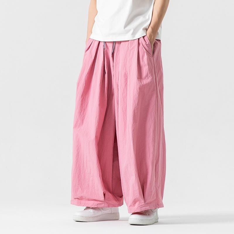 ワークパンツ メンズ 大きいサイズ 春夏 ワイドストレート ゆったり ルーズ 薄手 微ストレッチ 綿混 ユニセックス 普段使い レジャー ストリートファッション ブラック