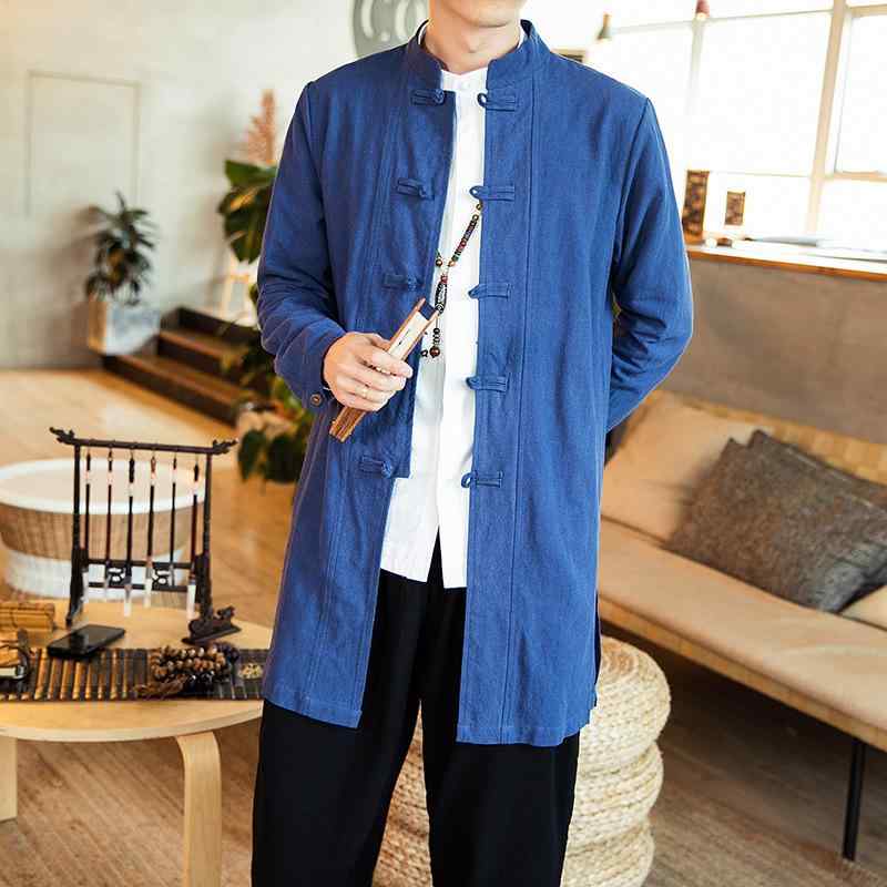 シャツ メンズ 和風 日系 レトロ ビンテージ チャイナボタン スタンドカラー ミドル丈 半袖 ゆったり ルーズフィット 綿麻 無地 ウォッシャブル カジュアル 普段使い 秋