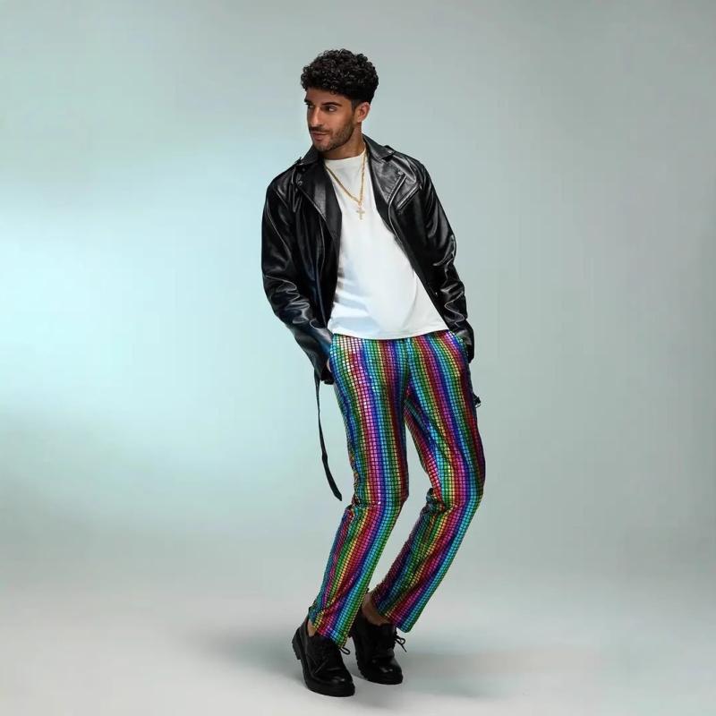 パンツ メンズ 秋冬 スパンコール きらめく 派手 パーティー ダンス イベント ステージ 衣装 ヒップホ..