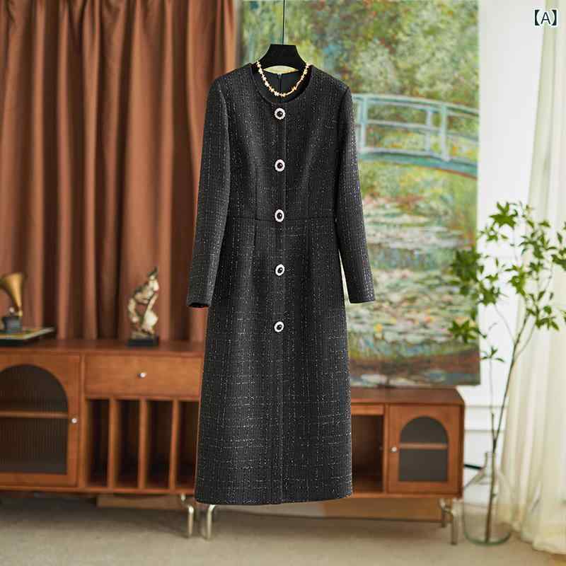 ワンピース 秋冬 高級感 光沢糸編み込み 上品 エレガント フェミニン Aライン ミモレ丈 ミディ丈 ラウンドネック 長袖 ポリエステル 切り替え プルオーバー 通勤 オフィス デート お呼ばれ きれいめ