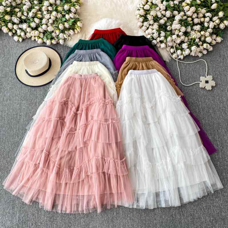 ティアードスカート レディース チュール メッシュ ミディ丈 ミモレ丈 ロング丈 ハイウエスト 細見え効果 小柄向け 上品 エレガント シアー 透け感 白 ホワイト オフホワイト 春夏 きれいめ デート カジュアル ボトムス