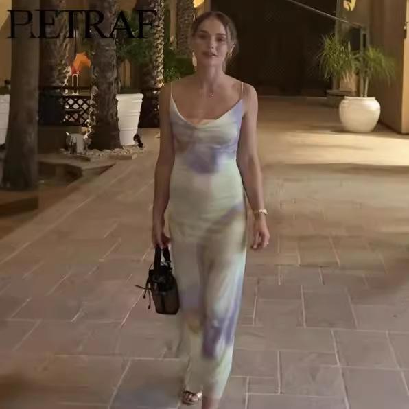 ワンピース レディース 春夏 アニマル柄 ヒョウ柄 プリーツ キャミソール ロング丈 ハイウエスト カウ..