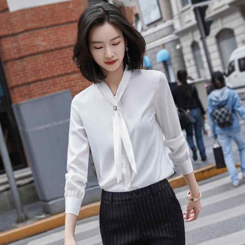 ・カテゴリ: シャツ・スタイル: エレガント、通勤・主な素材: ポリエステル90～95%、スパンデックス30%以下・柄: 無地・ネックライン: スカーフカラー・袖丈: 長袖・袖タイプ: レギュラー・フィット: スリムフィット・留め具: プルオーバー・加工: ノーアイロン・カラー展開: ホワイト、ライトグリーン、ダークグリーン・サイズ展開: S、M、L、XL、2XL、3XL、4XL
