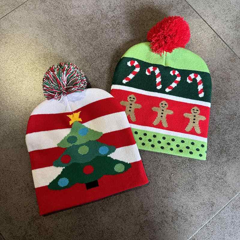 ニット帽 男女兼用 大人用 クリスマスツリー柄 雪だるま柄 ポンポン付き ジャカード織り アクリル 保温..