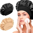 ナイトキャップ レディース 女性用 サテン ポリエステル 幅広 無地 伸縮性 就寝用 ヘアケア 髪の保護 寝癖対策 保湿 乾燥対策 摩擦軽減 医療用 ケア帽子 洗顔 バスキャップ