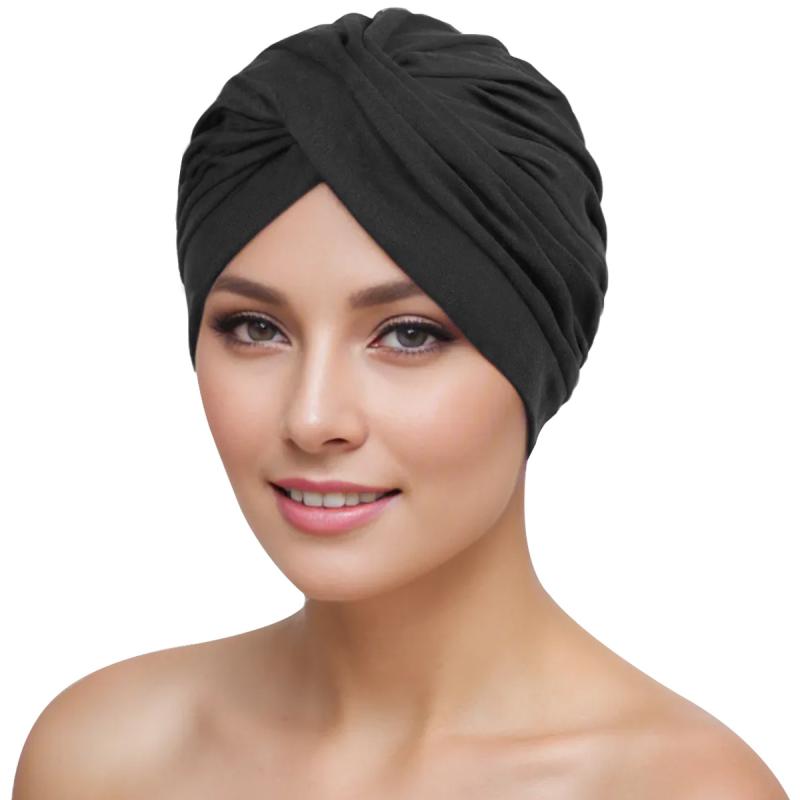 ターバン帽 レディース オールシーズン 無地 ねじりデザイン ポリエステル サテン織り カジュアルスタ..