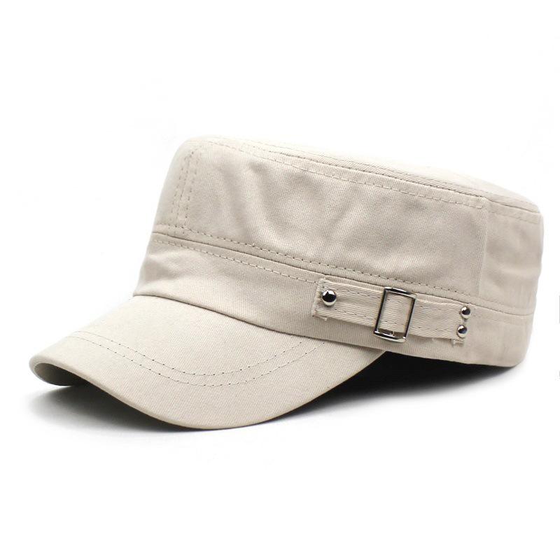 帽子 男性用 春夏 綿 コットンブレンド 平天キャップ ミリタリー ハット 無地 サイドボタン UVカット ..