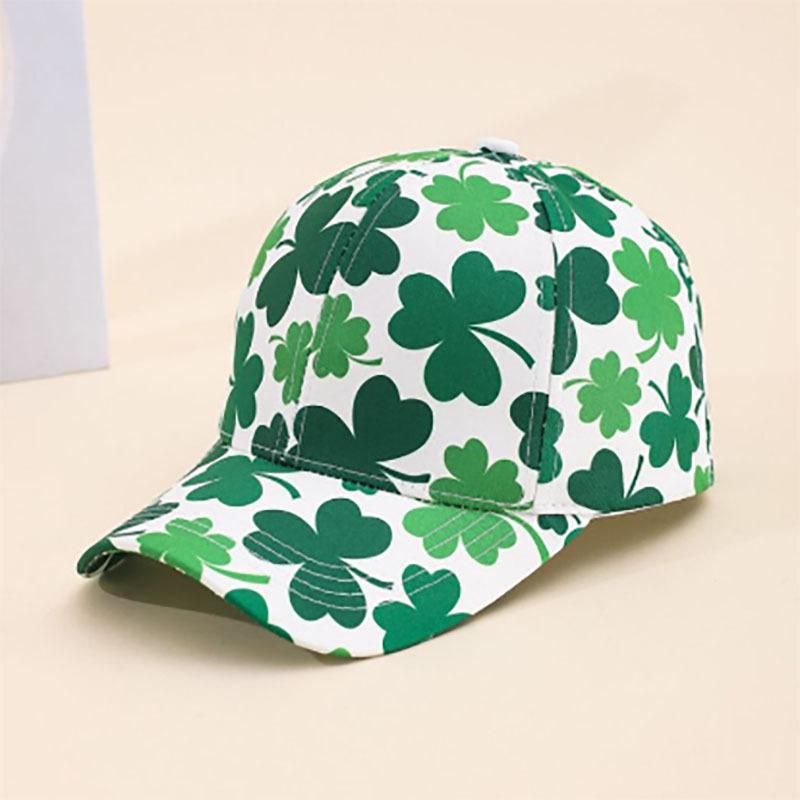 キャップ メンズ レディース クローバー柄 三つ葉柄 おしゃれ カジュアル アウトドア UVカット 日よけ つば広 綿ポリ サイズ調節可能 春夏秋(x2)