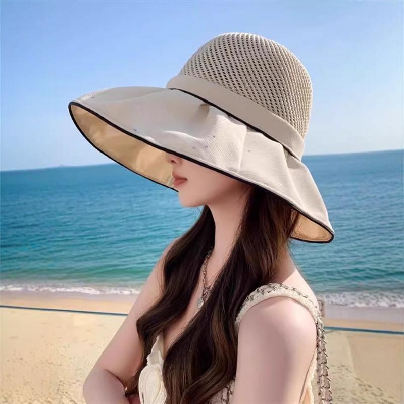 バケットハット レディース 春夏 メッシュニット スパンコール UVカット 日よけ 通気性 つば広 ラウン..