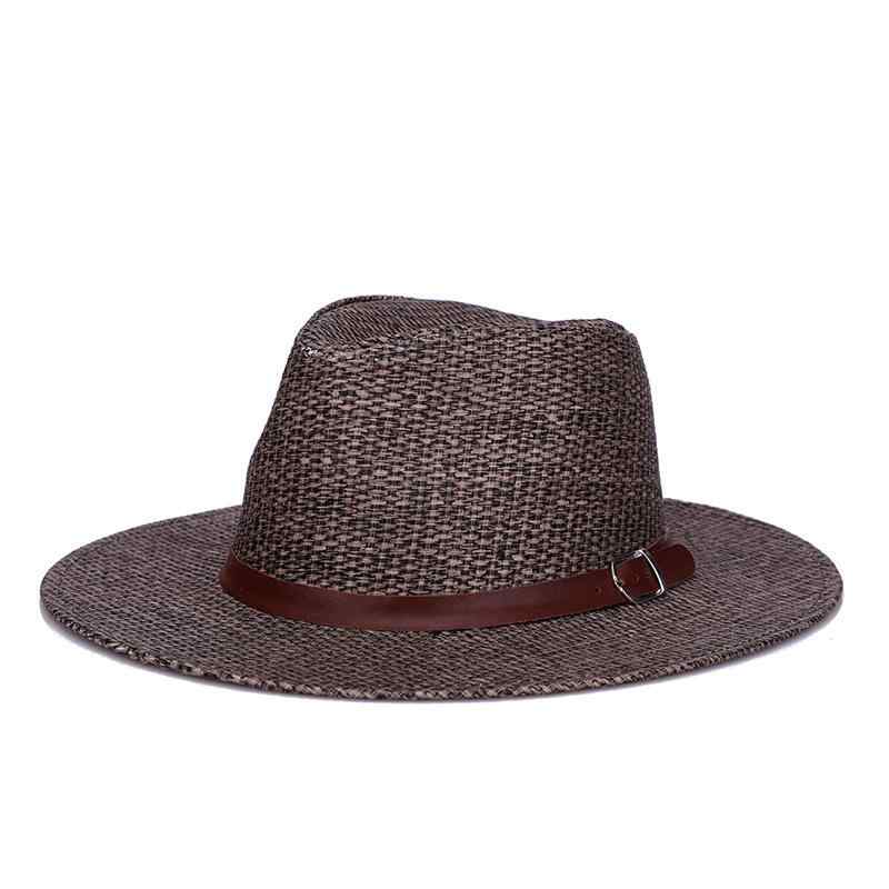 帽子 メンズ ブリティッシュスタイル レザーバンド ストローハット つば広 日よけ UV対策 ウォッシュドストロー アウトドア 旅行 レジャー カジュアル 春夏