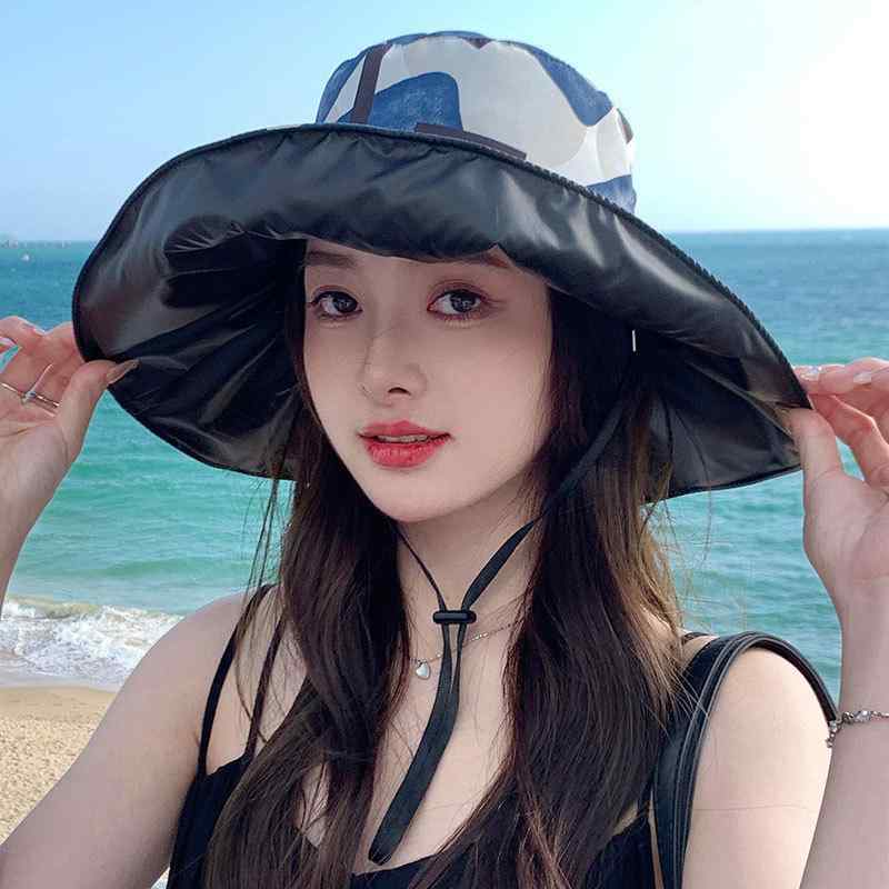 ハット 女性用 UVカット つば広 日よけ 迷彩柄 バケットハット 折りたたみ 携帯便利 通気性 春夏 アウトドア ビーチ レジャー 普段使い ポリエステル(4.0)