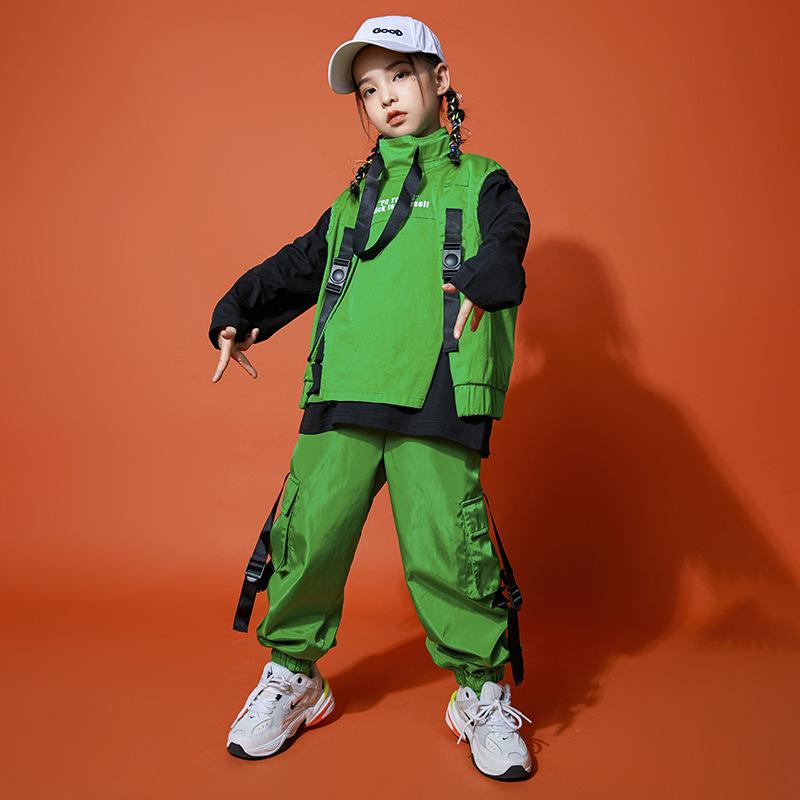 子供服 ダンスウェア キッズ 男の子 女の子 ストリートダンス ヒップホップ ジャズダンス ポッピング 衣装 ベスト ジレ セットアップ 上下セット 綿100 コットン 発表会 舞台 ステージ イベント 練習着 レッスン着 春秋